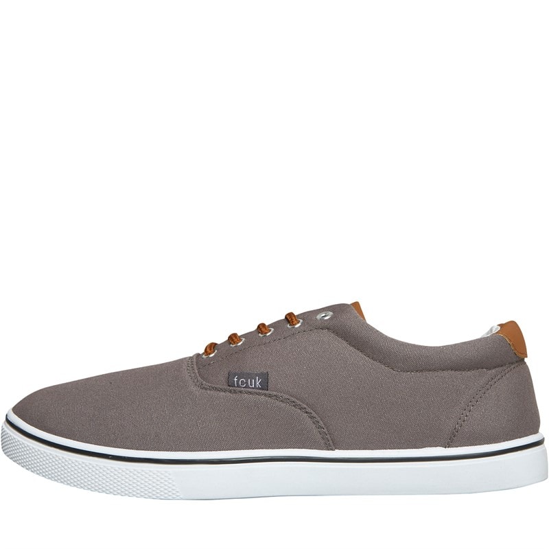 French Connection Mens FCUK Deck Canvas Pumps Grey - Image 1