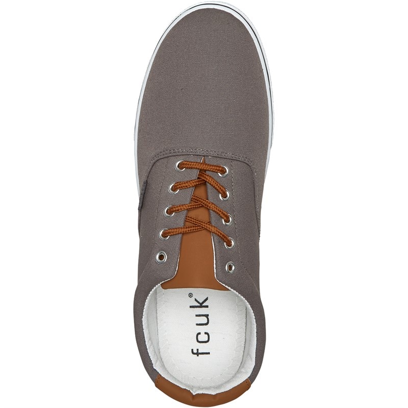 French Connection Mens FCUK Deck Canvas Pumps Grey - Image 4