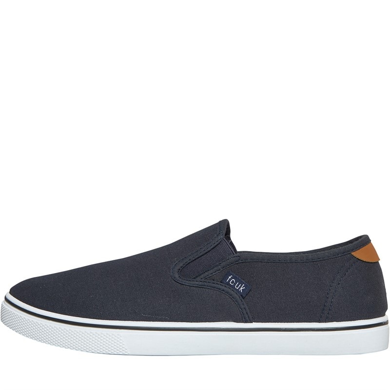 French Connection Mens FCUK Deck Slip On Canvas Pumps Navy - Image 1