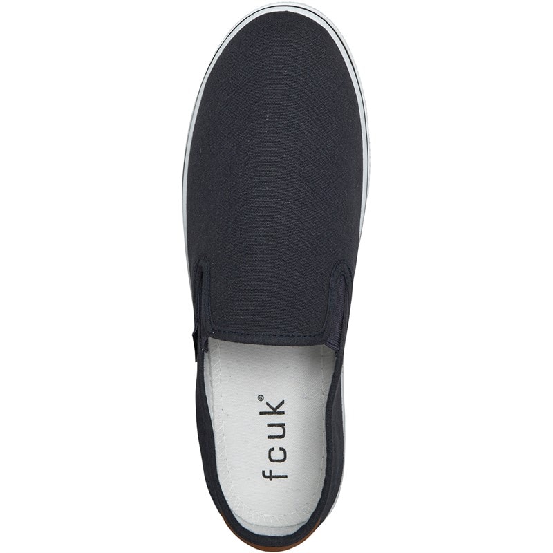 French Connection Mens FCUK Deck Slip On Canvas Pumps Navy - Image 4