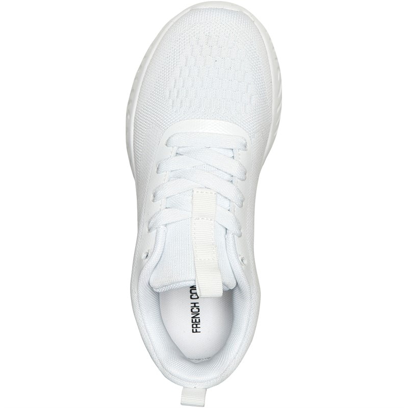 French Connection Womens V5 Lace Trainers White Mono - Image 4