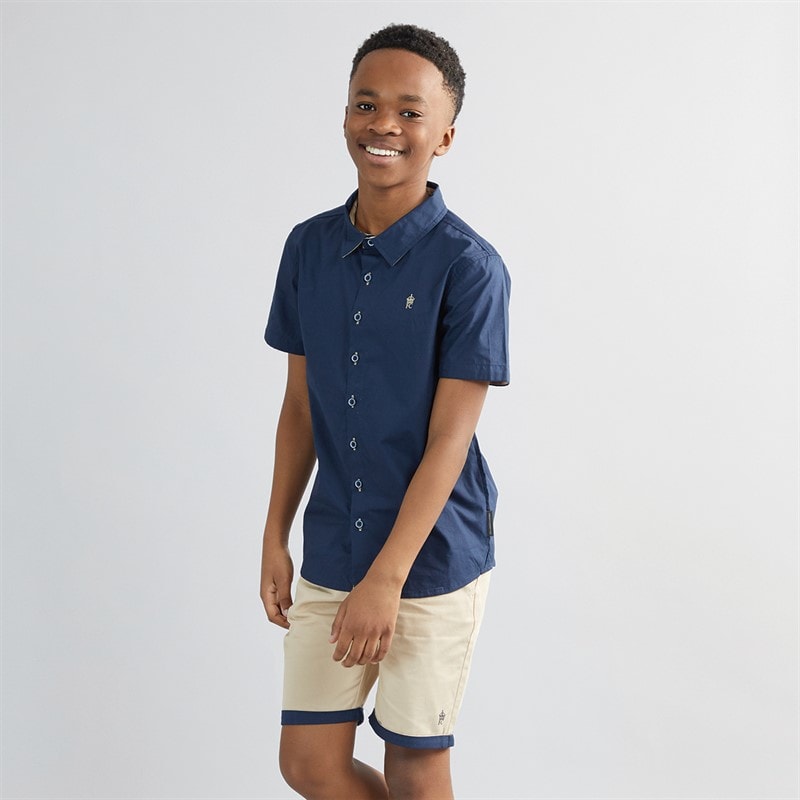 French Connection Boys Oakridge Shirt And Shorts Set Marine/Sand - Image 1