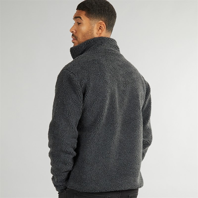 French Connection Mens Borg Funnel Neck Fleece Charcoal Mel - Image 2