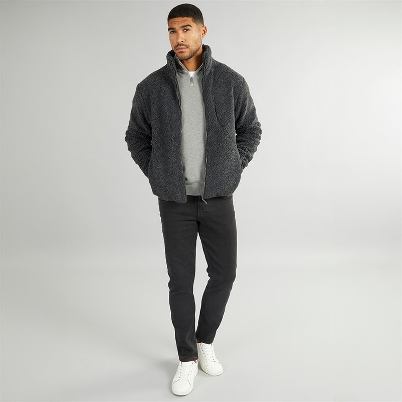 French Connection Mens Borg Funnel Neck Fleece Charcoal Mel - Image 4