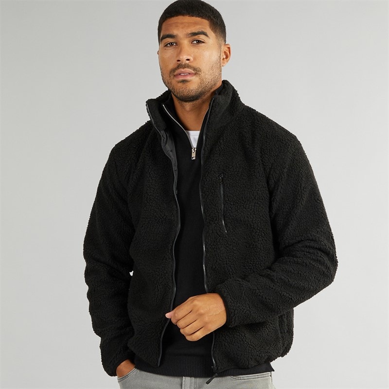 French Connection Mens Borg Funnel Neck Fleece Black - Image 1