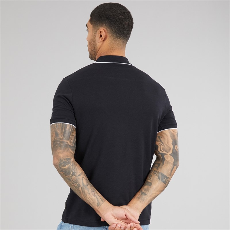 French Connection Mens Pique Polo Shirt Marine/White - Image 2