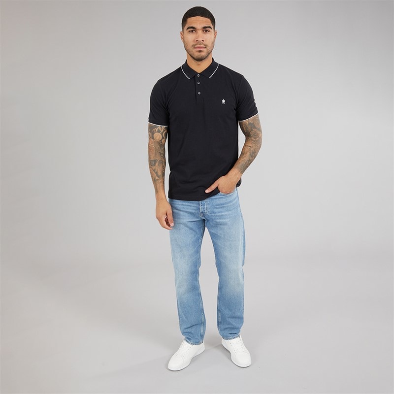French Connection Mens Pique Polo Shirt Marine/White - Image 4