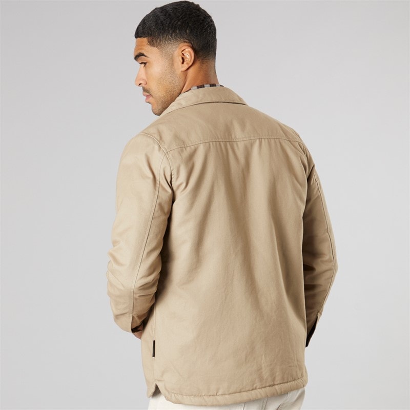 French Connection Mens Worker Borg Overshirt Stone - Image 2