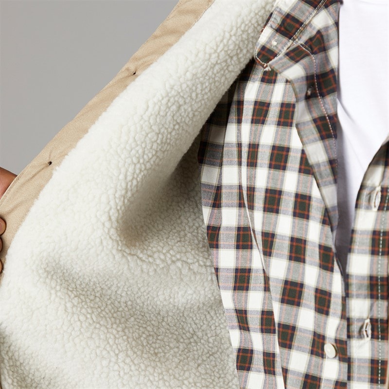 French Connection Mens Worker Borg Overshirt Stone - Image 3