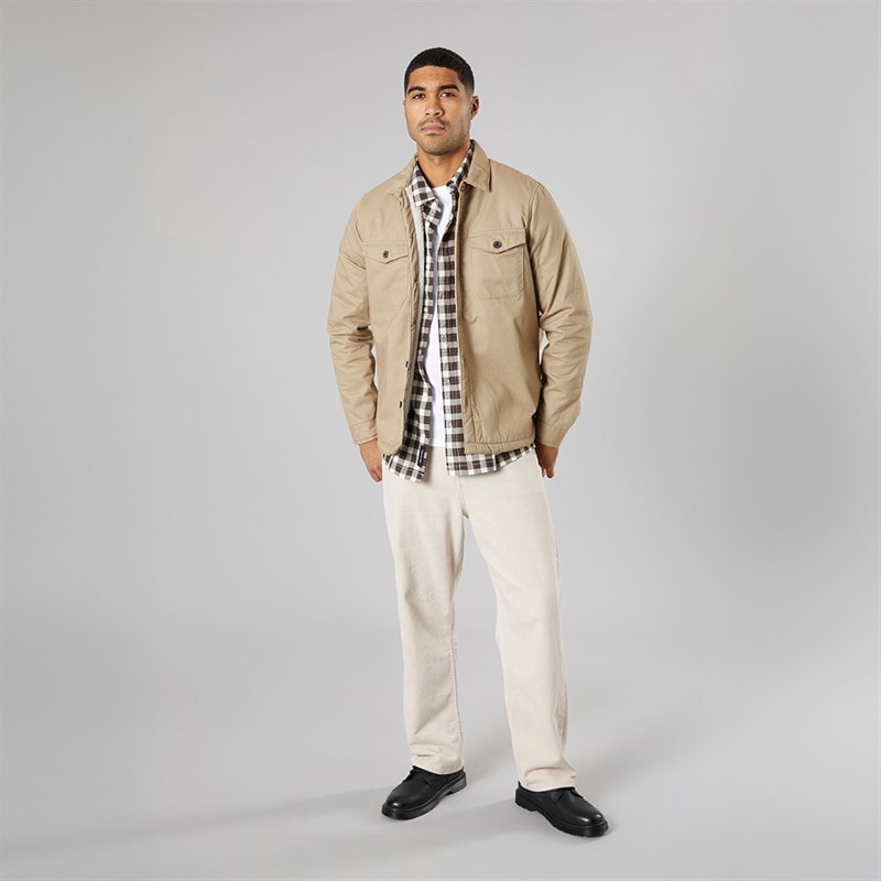 French Connection Mens Worker Borg Overshirt Stone - Image 4