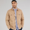 French Connection Mens Worker Borg Overshirt Camel