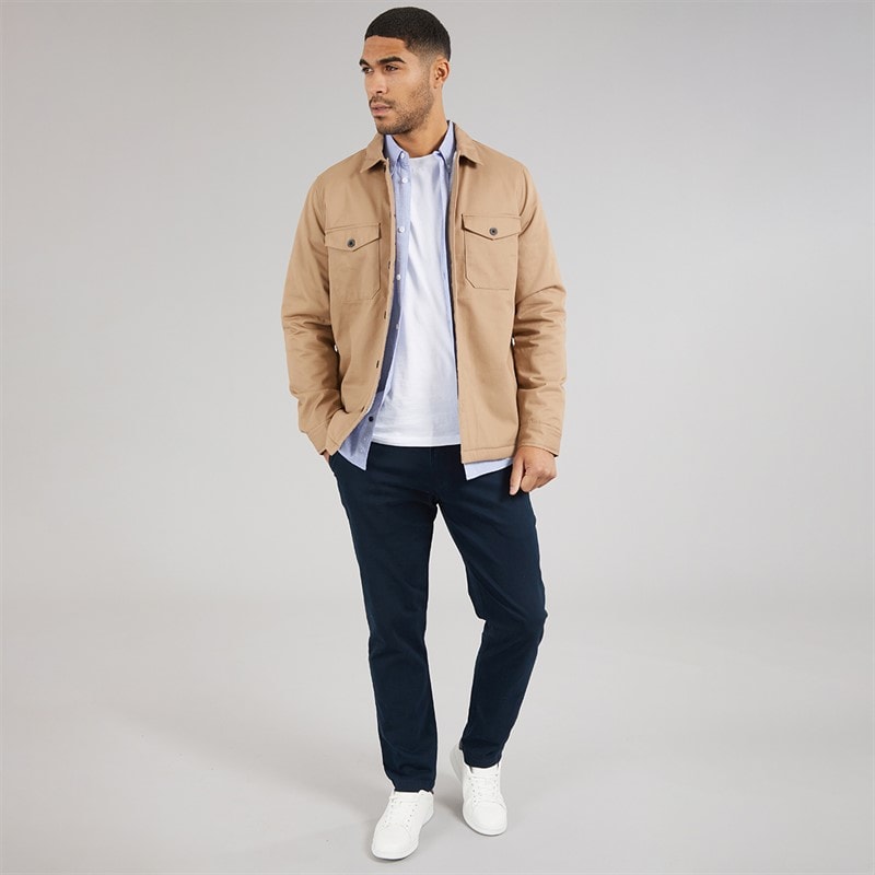 French Connection Mens Worker Borg Overshirt Camel - Image 4