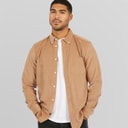 French Connection Mens Cord Long Sleeve Shirt Camel