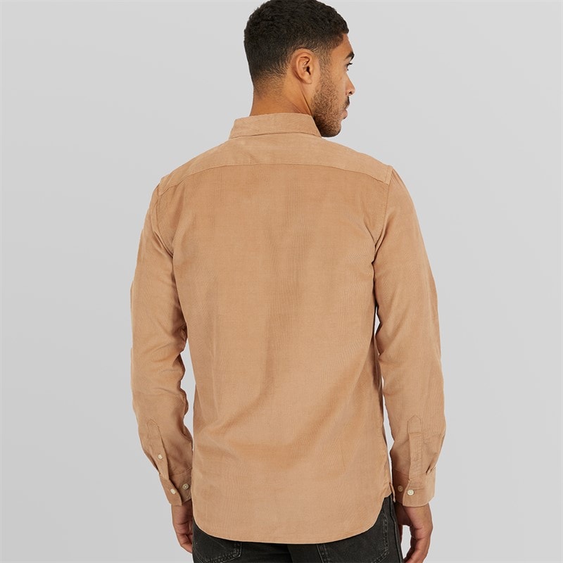 French Connection Mens Cord Long Sleeve Shirt Camel - Image 2