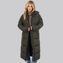 French Connection Womens Row Long Puffer Coat Dark Khaki