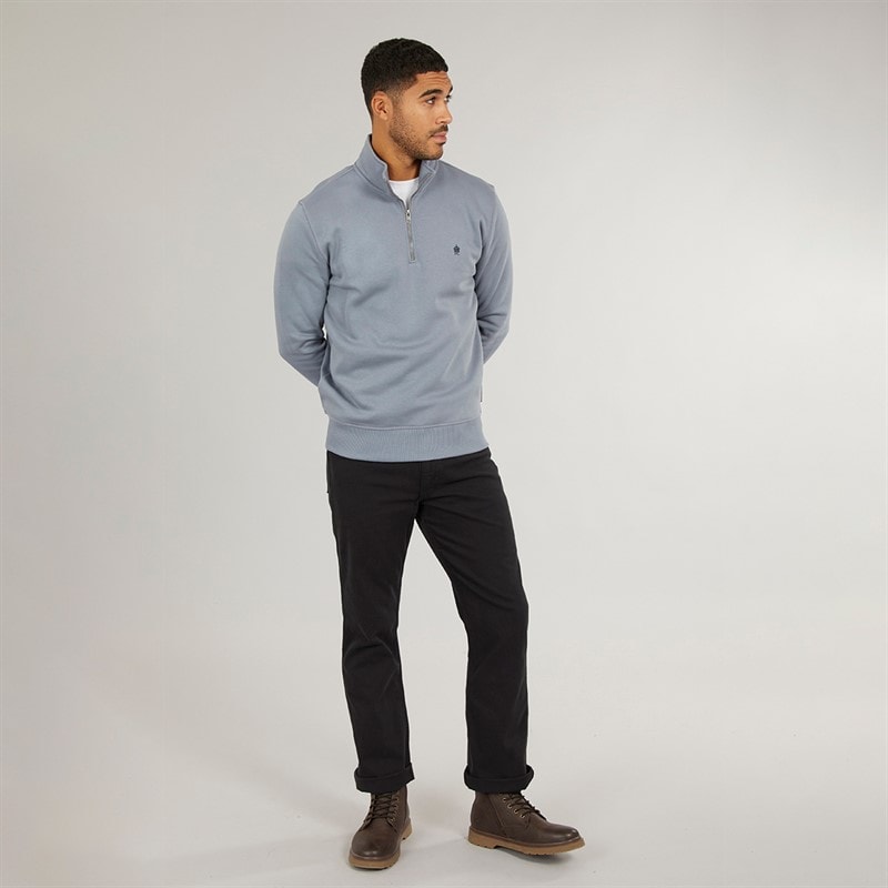 French Connection Mens FC 1/2 Zip Sweatshirt Light Blue - Image 4