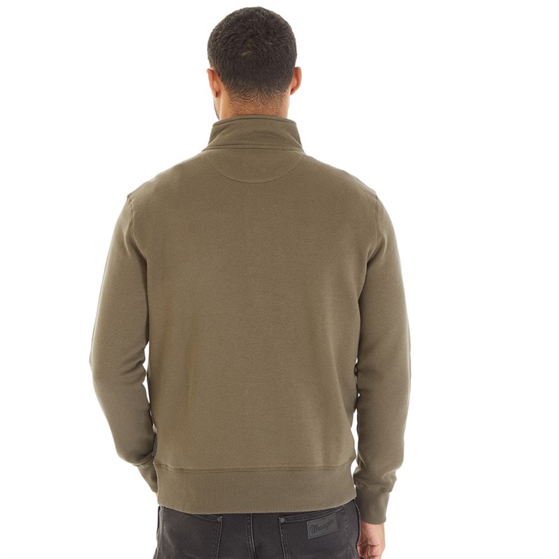 French Connection Mens FC 1/2 Zip Sweatshirt Khaki - Image 2