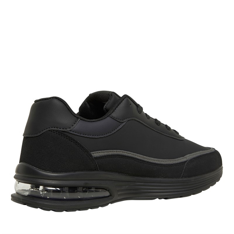 French Connection Mens PU/Suede Block Trainers Black Mono - Image 5