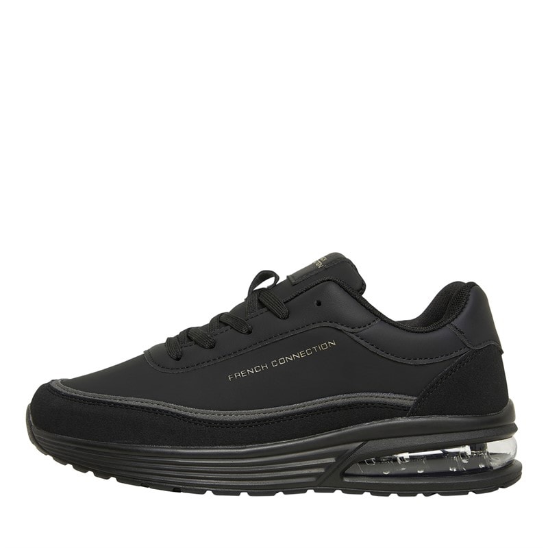 French Connection Junior Boys Suede Block Trainers Black/Black - Image 1