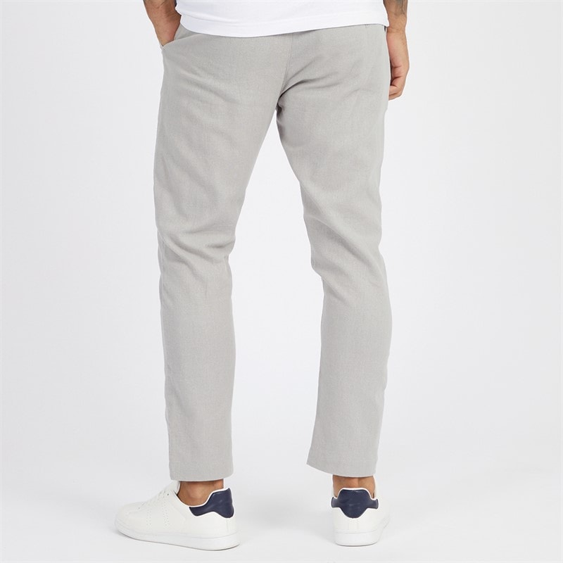 French Connection Mens Drawstring Linen Trousers Light Grey - Image 2