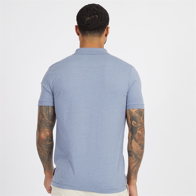 French Connection Mens Trophy Polo Shirt Light Blue Mel - Image 2
