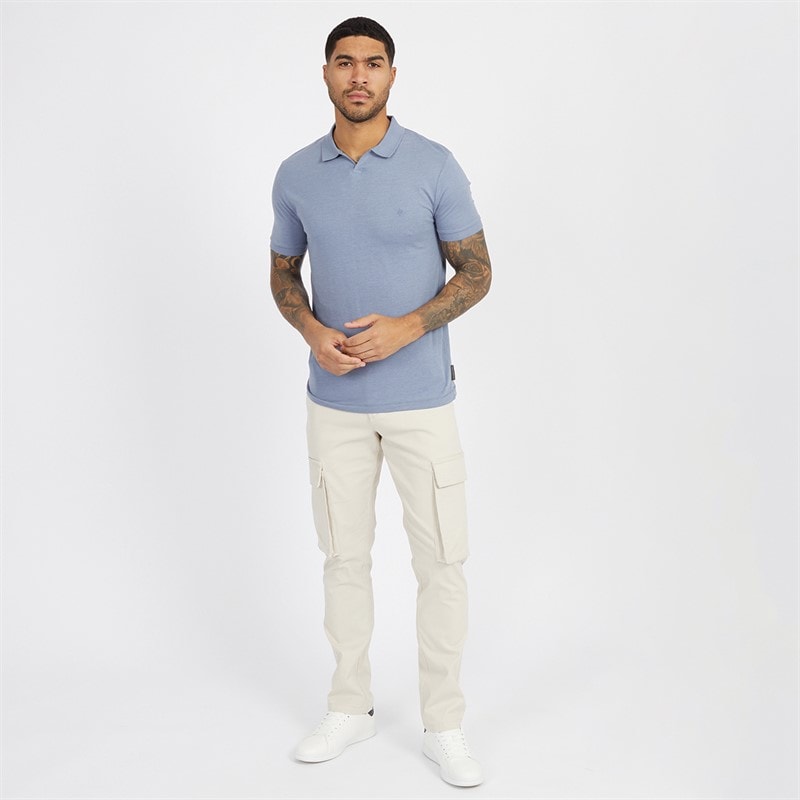 French Connection Mens Trophy Polo Shirt Light Blue Mel - Image 4