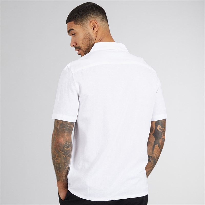 French Connection Mens Short Sleeve Linen Shirt White - Image 2