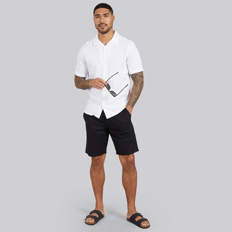 French Connection Mens Short Sleeve Linen Shirt White - Image 4