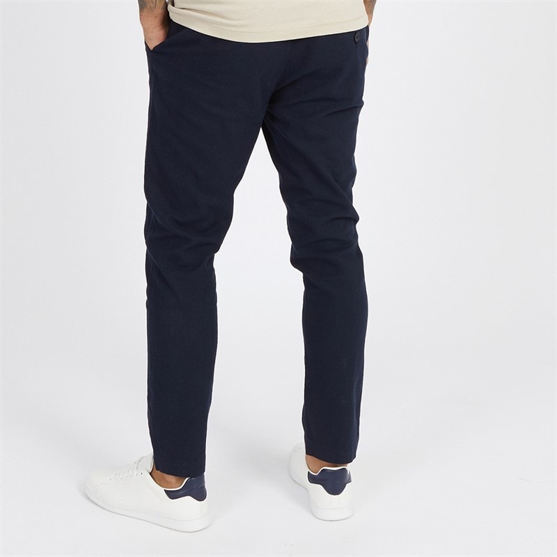 French Connection Mens Drawstring Linen Trousers Marine - Image 2