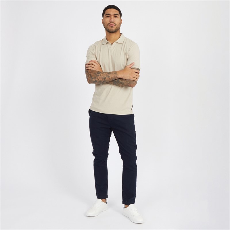 French Connection Mens Drawstring Linen Trousers Marine - Image 3