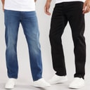 French Connection Mens Two Pack Straight Fit Jeans IND15 Darkwash/BLK01 Black