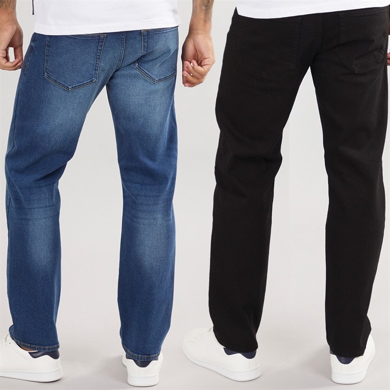 French Connection Mens Two Pack Straight Fit Jeans IND15 Darkwash/BLK01 Black - Image 2