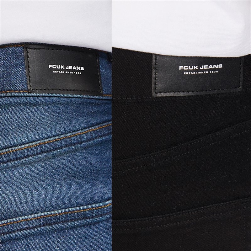 French Connection Mens Two Pack Straight Fit Jeans IND15 Darkwash/BLK01 Black - Image 3