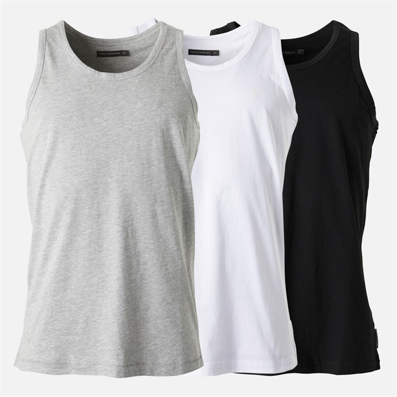 French Connection Mens Three Pack Vests Multi 4 - Black/White/Light Grey Marl - Image 1