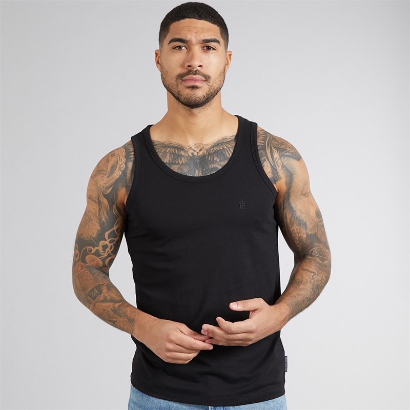 French Connection Mens Three Pack Vests Multi 4 - Black/White/Light Grey Marl - Image 2