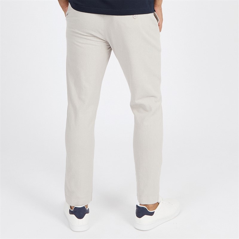 French Connection Mens Drawstring Linen Trousers Stone - Image 2