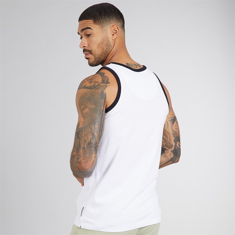French Connection Mens Ringer Vest White/Marine - Image 2