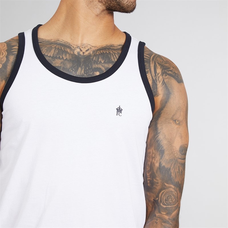 French Connection Mens Ringer Vest White/Marine - Image 3