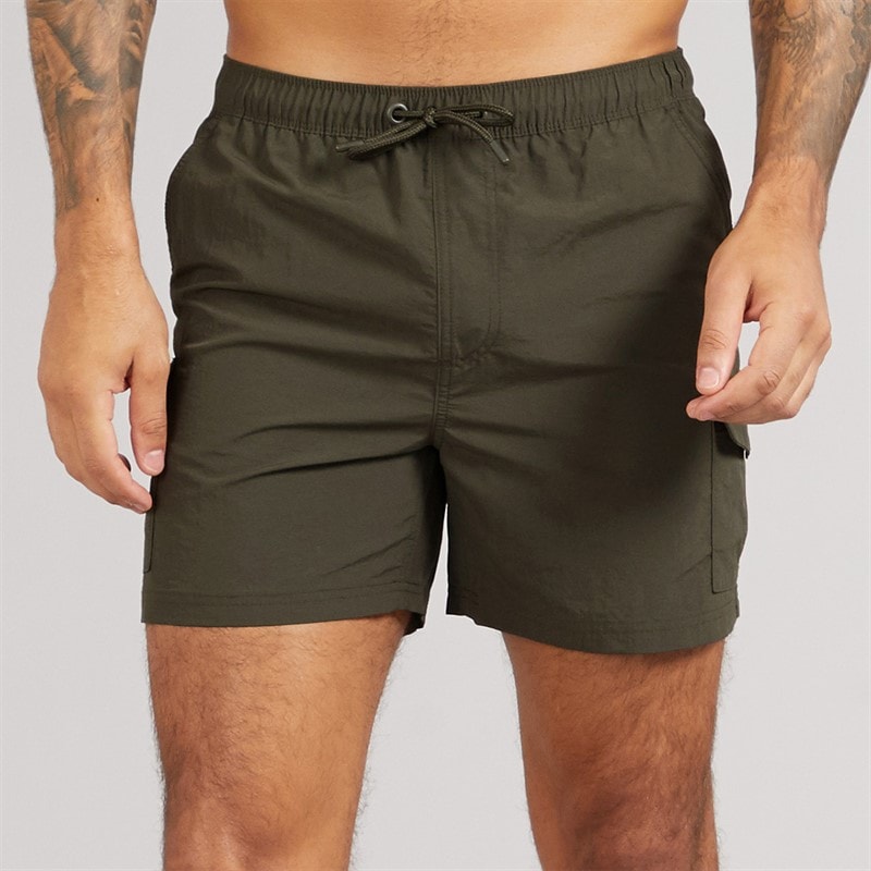 French Connection Mens Combat Swim Shorts Khaki - Image 1