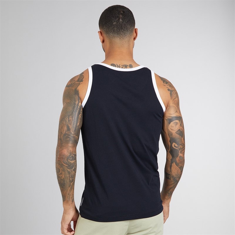 French Connection Mens Ringer Vest Marine/White - Image 2