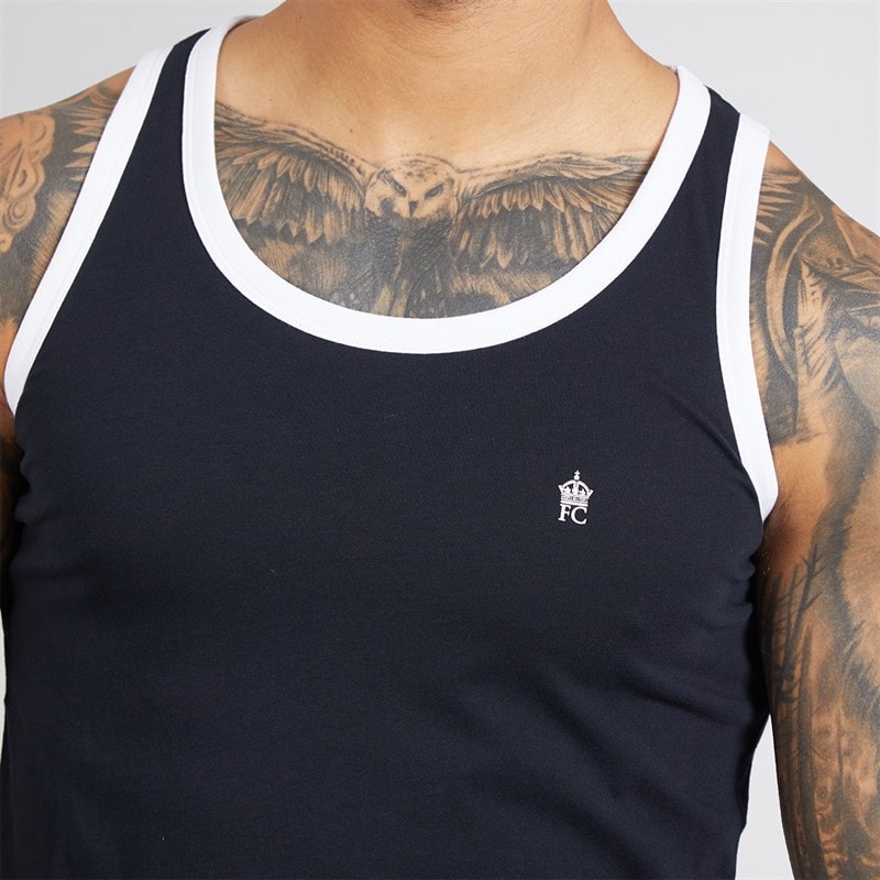 French Connection Mens Ringer Vest Marine/White - Image 3