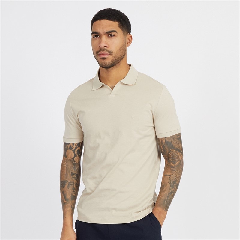 French Connection Mens Trophy Polo Shirt Stone - Image 1