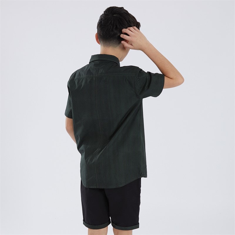 French Connection Boys Edenfield Shirt And Shorts Co-Ord Set Olive/Black - Image 2