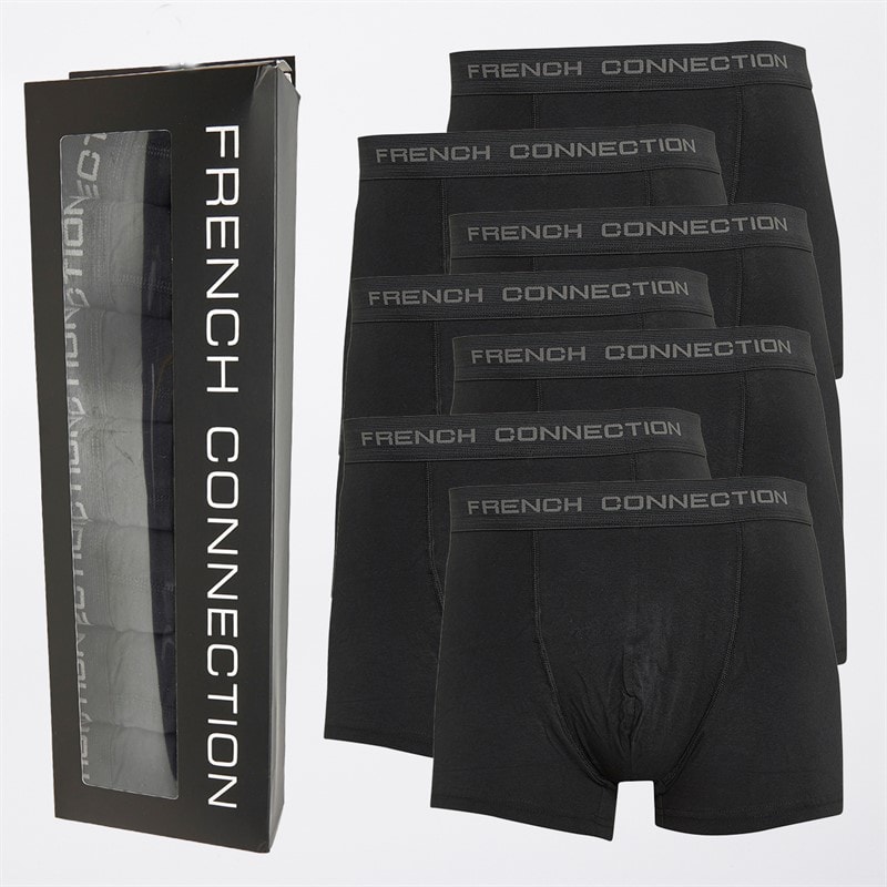 French Connection Mens FC Seven Pack Boxer Trunks FC1 Black - Image 1