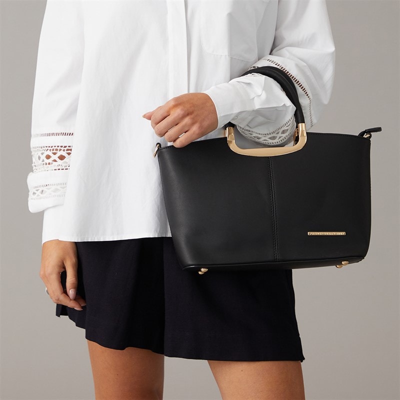 French Connection Womens Metal Handle Bag Black