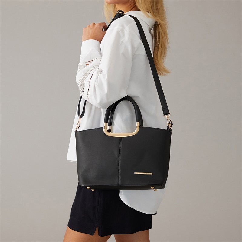 French Connection Womens Metal Handle Bag Black - Image 2
