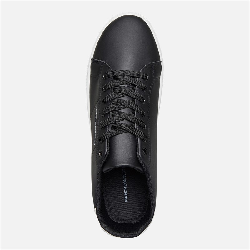 French Connection Mens Contrast Heel Tennis Trainers Black/White - Image 4