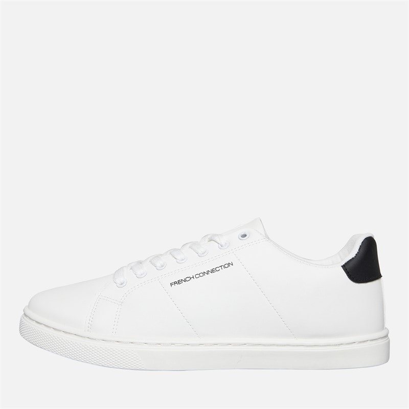 French Connection Mens Contrast Heel Tennis Trainers White/Black - Image 1