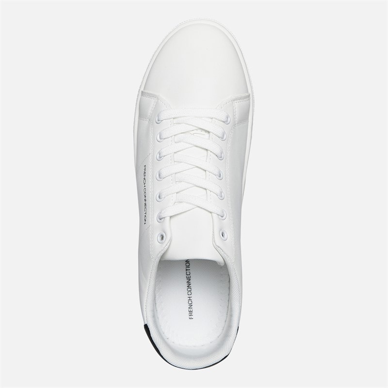 French Connection Mens Contrast Heel Tennis Trainers White/Black - Image 4