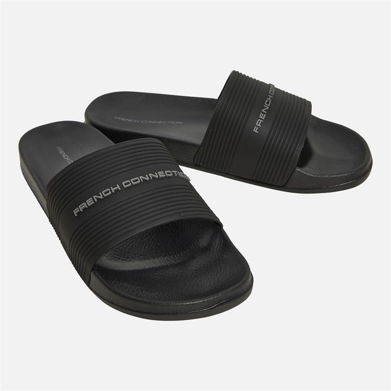 French Connection Mens Strap Sliders Black - Image 1